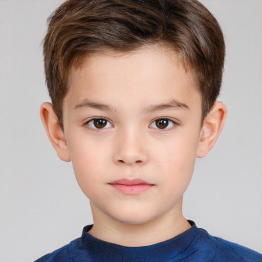 Neutral white child male with short  brown hair and brown eyes