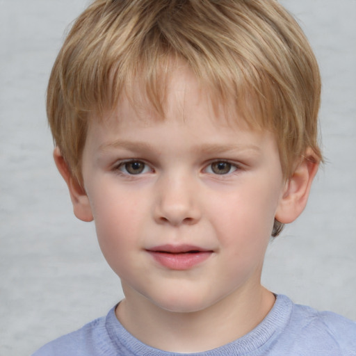 Neutral white child male with short  brown hair and grey eyes