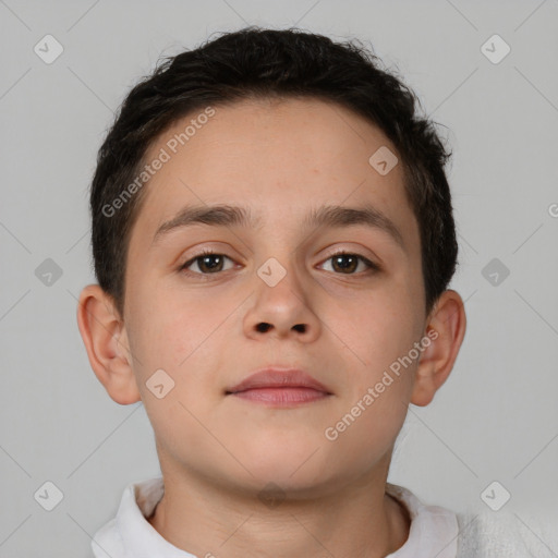 Neutral white child male with short  brown hair and brown eyes