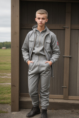 Polish teenager boy with  gray hair