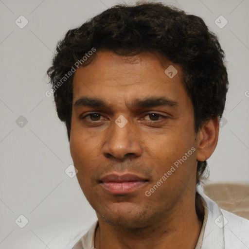 Neutral white adult male with short  brown hair and brown eyes