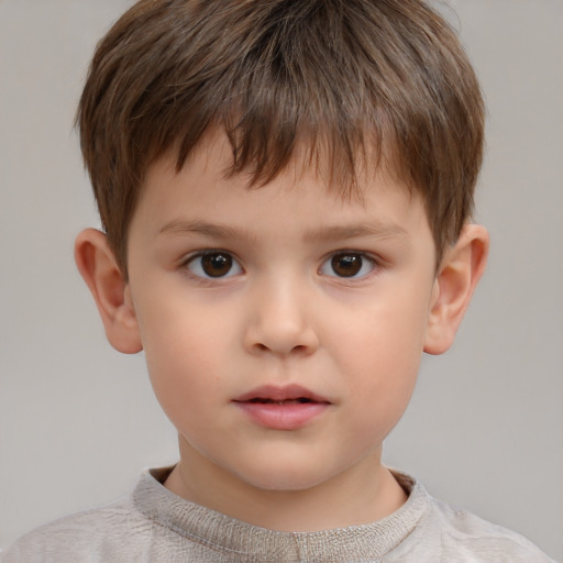 Neutral white child male with short  brown hair and brown eyes