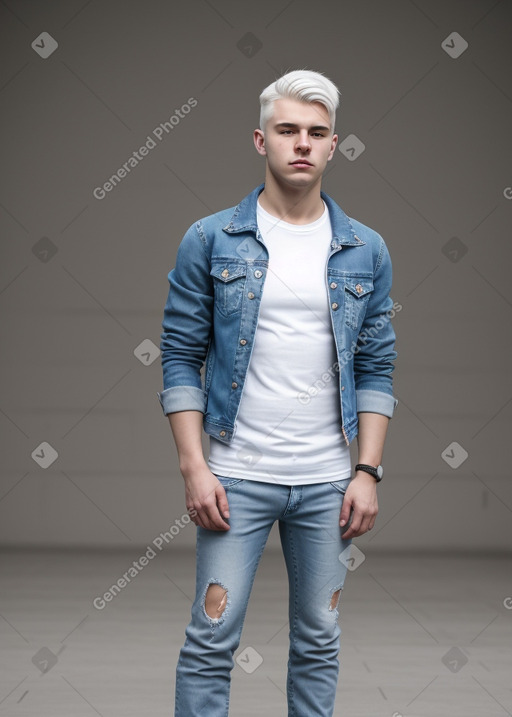 Belarusian young adult male with  white hair