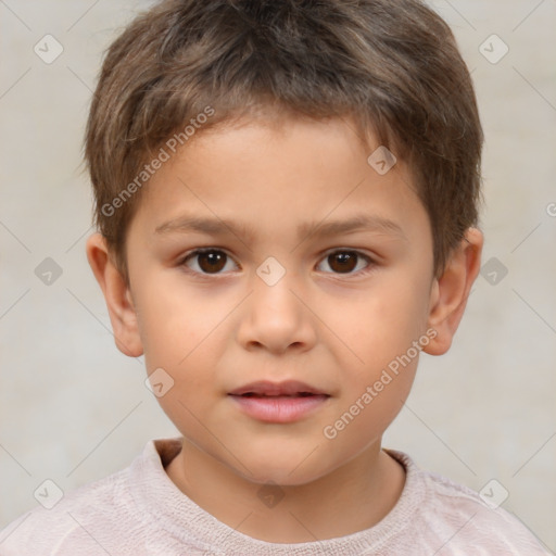 Neutral white child male with short  brown hair and brown eyes