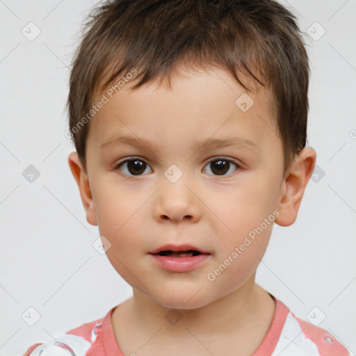 Neutral white child male with short  brown hair and brown eyes