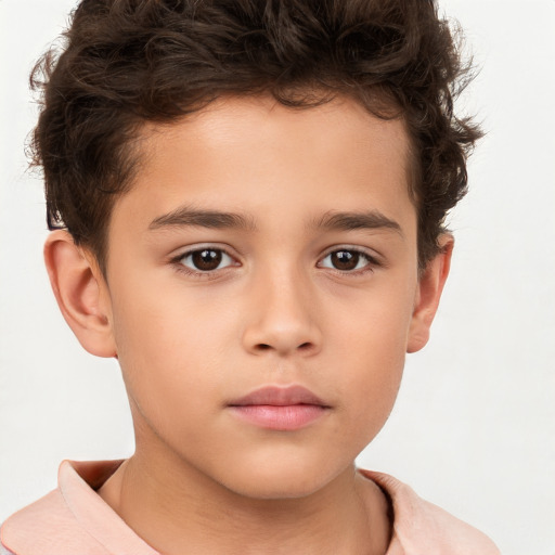 Neutral white child male with short  brown hair and brown eyes