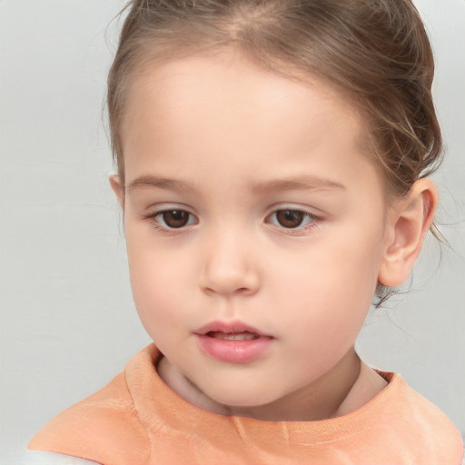 Neutral white child female with medium  brown hair and brown eyes