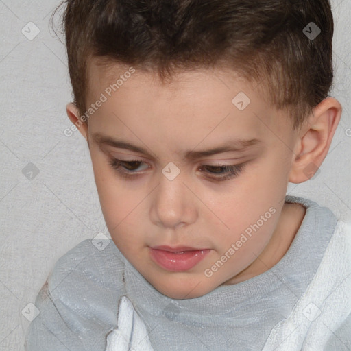 Neutral white child male with short  brown hair and brown eyes