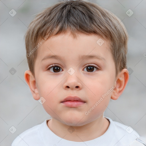 Neutral white child male with short  brown hair and brown eyes