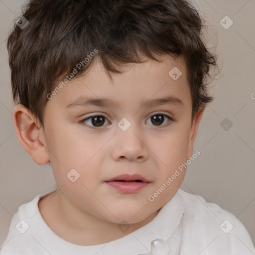 Neutral white child male with short  brown hair and brown eyes