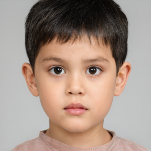 Neutral white child male with short  brown hair and brown eyes