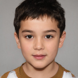 Neutral white child male with short  brown hair and brown eyes