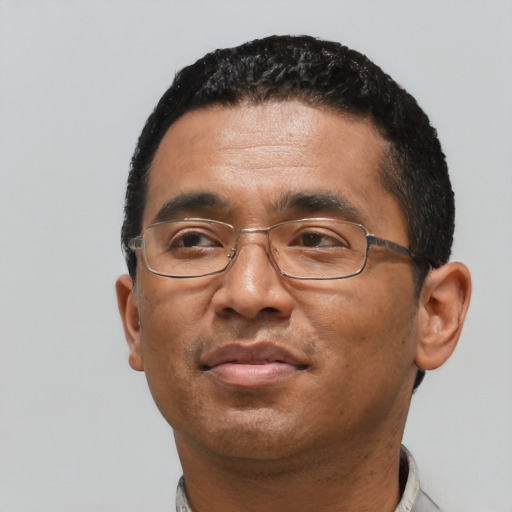 Neutral black adult male with short  black hair and brown eyes