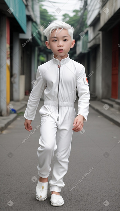 Vietnamese child boy with  white hair