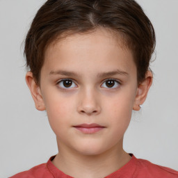 Neutral white child female with short  brown hair and brown eyes