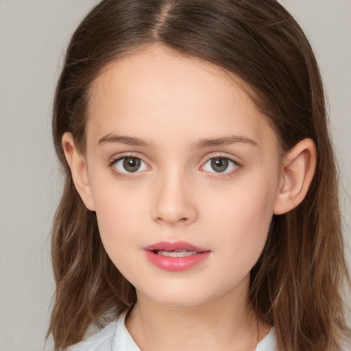 Neutral white child female with medium  brown hair and brown eyes