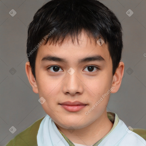 Neutral white child male with short  brown hair and brown eyes