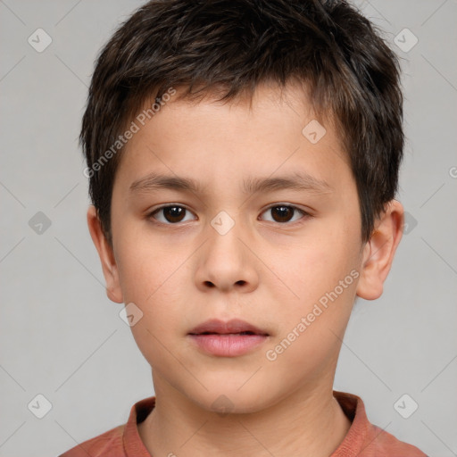 Neutral white child male with short  brown hair and brown eyes