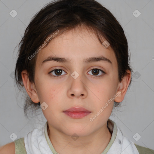 Neutral white child female with medium  brown hair and brown eyes