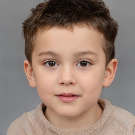 Neutral white child male with short  brown hair and brown eyes