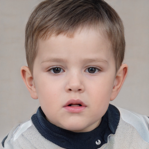 Neutral white child male with short  brown hair and brown eyes