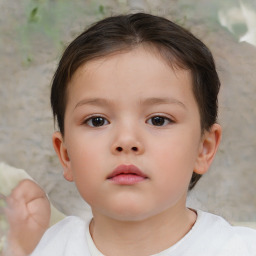 Neutral white child female with short  brown hair and brown eyes