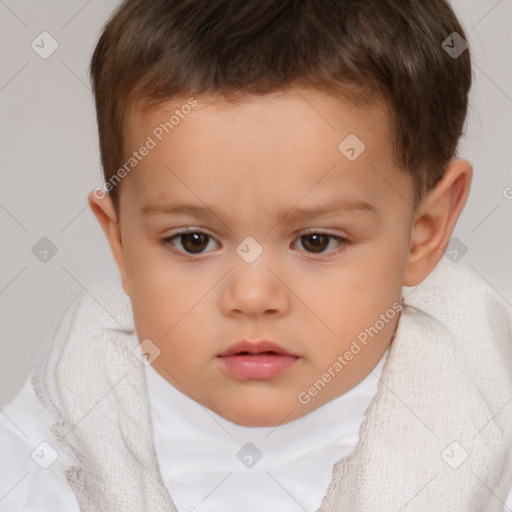 Neutral white child male with short  brown hair and brown eyes