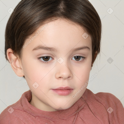 Neutral white child female with medium  brown hair and brown eyes