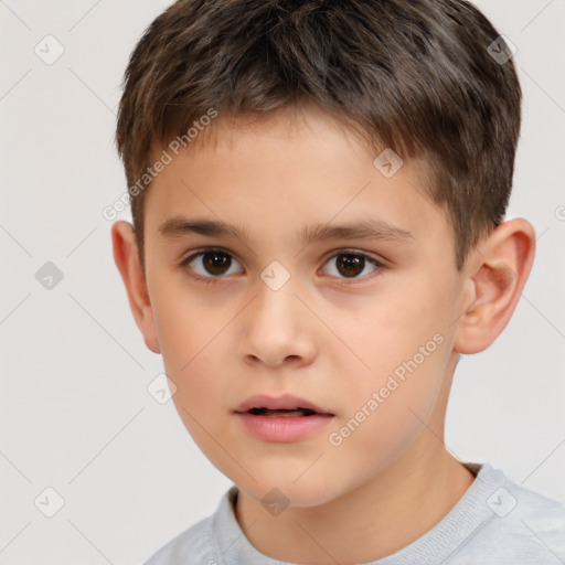 Neutral white child male with short  brown hair and brown eyes