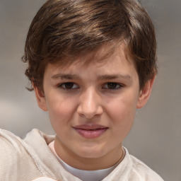 Joyful white young-adult male with medium  brown hair and brown eyes