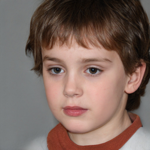 Neutral white child male with medium  brown hair and brown eyes