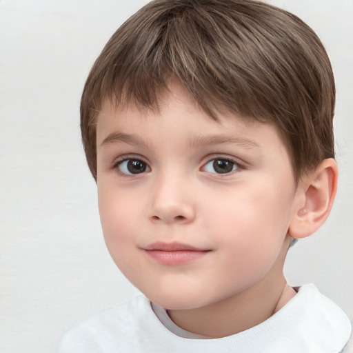 Neutral white child male with short  brown hair and brown eyes