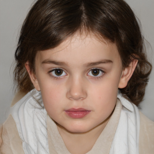 Neutral white child female with medium  brown hair and brown eyes