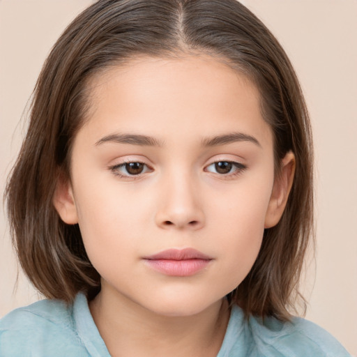 Neutral white child female with medium  brown hair and brown eyes