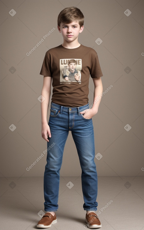 Caucasian teenager boy with  brown hair