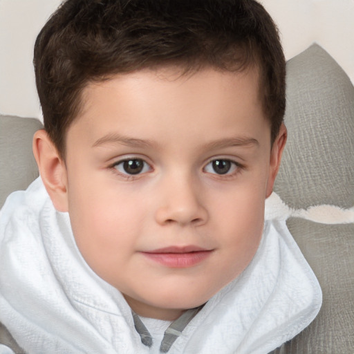 Neutral white child male with short  brown hair and brown eyes