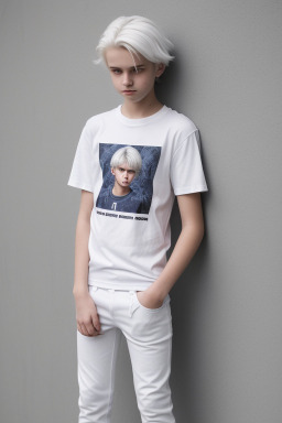 Czech teenager boy with  white hair