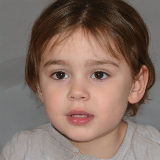 Neutral white child female with medium  brown hair and brown eyes