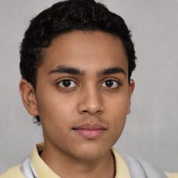 Neutral latino young-adult male with short  brown hair and brown eyes
