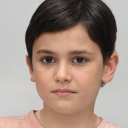 Neutral white child female with short  brown hair and brown eyes