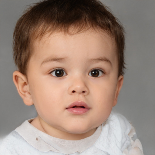 Neutral white child male with short  brown hair and brown eyes