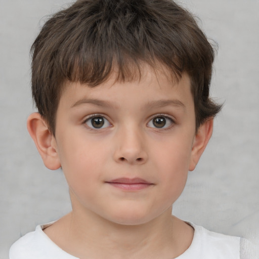 Neutral white child male with short  brown hair and brown eyes