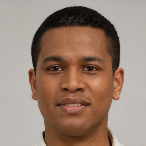 Neutral latino young-adult male with short  brown hair and brown eyes