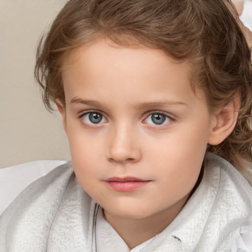 Neutral white child female with medium  brown hair and brown eyes