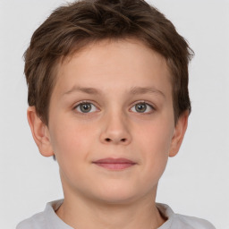 Neutral white child male with short  brown hair and brown eyes