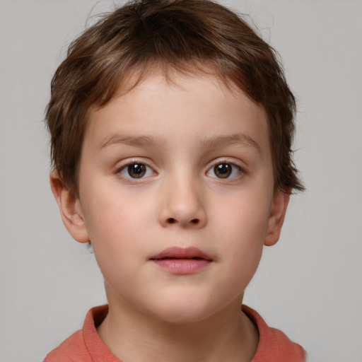 Neutral white child male with short  brown hair and brown eyes