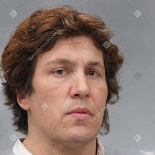 Neutral white adult male with short  brown hair and brown eyes