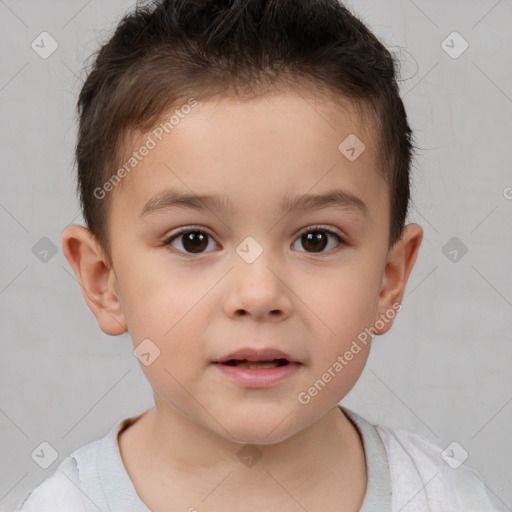 Neutral white child male with short  brown hair and brown eyes