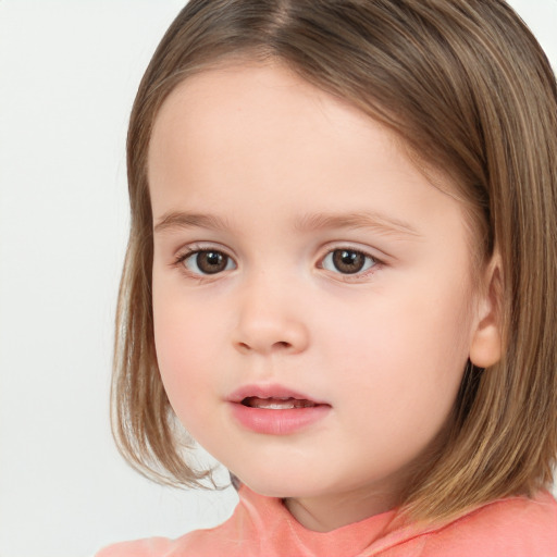 Neutral white child female with medium  brown hair and brown eyes