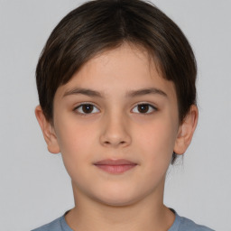 Neutral white child female with short  brown hair and brown eyes